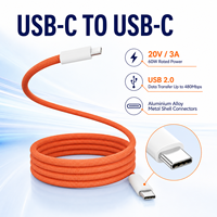 Kabel Pengisian Cepat USB Type C 60W OEM ODM 1m Magnetik, Kabel Kepang Tembaga Berlapis Timah, Dapat Diatur Sendiri, Logo Kustom untuk Ponsel