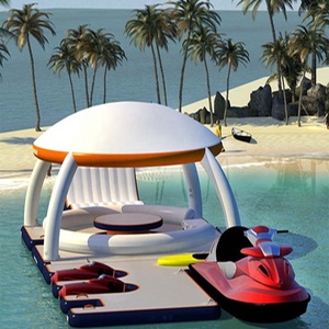 Venta al por mayor Inflable Piscina <span class=keywords><strong>Bar</strong></span> Isla Flotante Bajo Precio Agua Instalaciones de entretenimiento Plataforma Flotante Tienda Sol Refugio Salón - Product Image 2