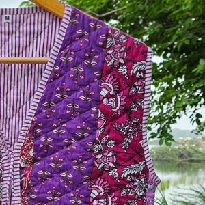 Veste matelassée en coton faite à la main, imprimé indien, style bohème pour femme, manteau d'hiver - Product Image 3