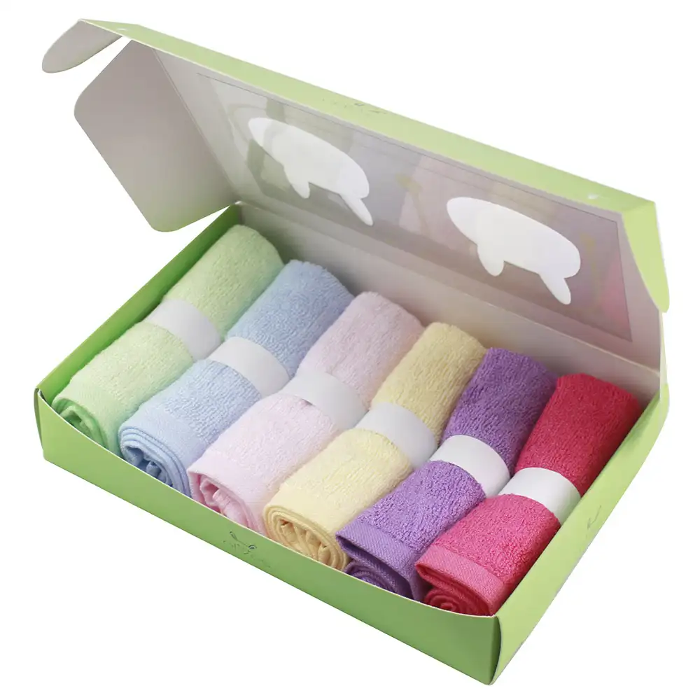 Imballaggio del regalo di bambù organici del bambino asciugamano asciugamano per il viso asciugamano 10 "x 10"
