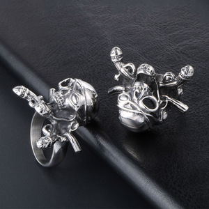 Skull <b>Titanium</b> Steel <b>Ring</b> Men's Pirate Design Party Jewelry SA397 - Product Image 4
