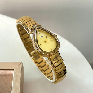 Montre-bracelet de luxe pour femmes, avec incrustation de diamants en forme de goutte, montre à quartz rétro à la mode pour femmes, montre à quartz pour banquet - Product Image 3