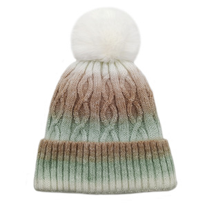 หมวกไหมพรมปอมปอมไล่สีอะคริลิค100% สีหมวกบีนนี่แฟชั่นใหม่ - Product Image 5