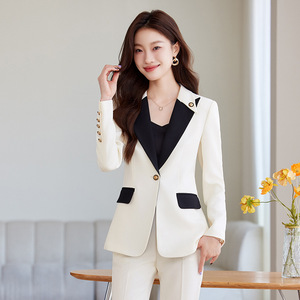 Women's White Suit Set Long Sleeve Formal Spring Commute Wear - Product Image 1
