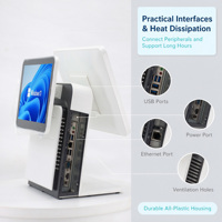 Sistema POS al por Mayor, Pantalla Táctil de 15.6+11.6 Pulgadas, Máquina de Pago POS, Caja Registradora, Punto de Venta, Gestión de Facturación Minorista