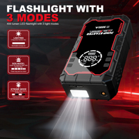 Démarreur de voiture portable 20000 mAh 12 V, booster de batterie de voiture, chargeur de batterie au lithium, pompe à air, gonfleur de pneus avec LED