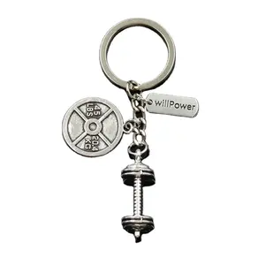 1Pc Sports Barbell Dumbbell Charm Weight Fitness Weightlifting Gym Cross-fit Key ring Key chain for Lovers' Men Key Ring