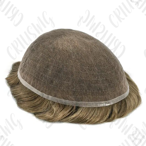 Tupé de encaje francés para <span class=keywords><strong>hombre</strong></span>, sistema de reemplazo de cabello, piel fina completa, tupé <span class=keywords><strong>blanco</strong></span> para <span class=keywords><strong>hombre</strong></span> con grado de cabello virgen indio - Product Image 4