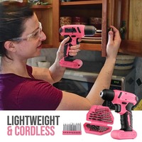 Ensemble d'outils pour femmes avec perceuse sans fil 8V de 57 pièces, kit d'outils de réparation domestique DIY de 126 pièces pour femmes, OEM/ODM