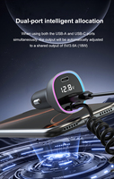Chargeur de voiture à charge rapide 36W USB-C PD, chargeur allume-cigare USB avec câble enroulé Type C
