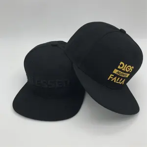 3D-Sticklogo Hochwertige schwarze Snap-Back-Kappe Hip-Hop-Kappen Passende Größe Kappen