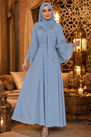 Robe longue en polyester à col irrégulier, ornée de strass cousus à la main, à manches évasées superposées, pour l'Aïd, les vacances et les occasions quotidiennes, Abaya