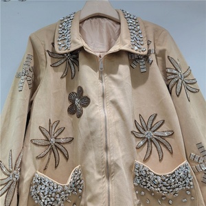 OUDINA Nuovo Elegante Cappotto Invernale da <span class=keywords><strong>Donna</strong></span>, Lussuoso, Casual, <span class=keywords><strong>Oversize</strong></span>, con Collo a Risvolto e Cerniera con Strass - Product Image 3