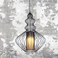 Offre Spéciale américain Industrielle Rétro Style Bar Cage À Oiseaux Forme Pas Cher pendentif lumière nordique lustre pendentif lumières