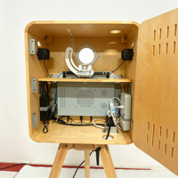 Photomaton portable rétro en bois avec écran tactile 15,6 pouces et support d'imprimante, borne selfie pour mariage, fête et événements