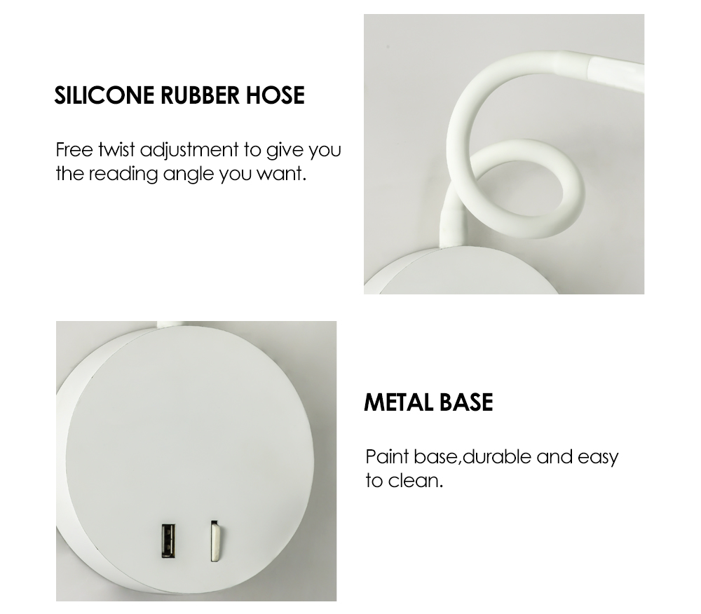 Hotel Wall Light With Usb Port Gooseneck Bedside1w 3w Reading Lamp Flexible Wall Lamp