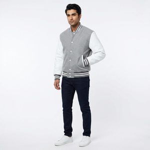 Vestes varsity d'hiver pour hommes à prix de gros, manches en cuir, style Letterman - Product Image 1