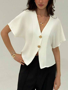 Commerce extérieur transfrontalier pour vêtements féminins : Nouvelle mode, cardigan boutonné mignon à manches courtes pour le quotidien - Product Image 6