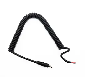 定制弹簧圈2芯电缆直流5.5*2.1 5.5*2.5毫米插孔公母电力电缆螺旋电力电缆