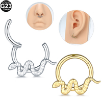 Implant Grade 16G Titane Serpent Nez Septum Anneau Clicker Articulé Segment Hoop Tragus Helix Charnière Oreille Piercing Boucles D'oreilles Bijoux