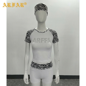 Completo Set Estivo Y2K Personalizzato 2026: T-shirt Raglan a Maniche Corte in Tessuto Stampa Zebrata Trendy e Pantaloncini Loungewear da <span class=keywords><strong>Donna</strong></span> - Product Image 2