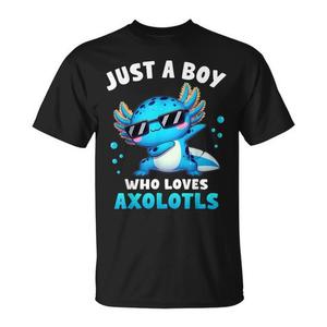 T-shirt Just A Boy Who Loves Axolotls à manches courtes et col rond, impression numérique, pour homme adulte - Product Image 1