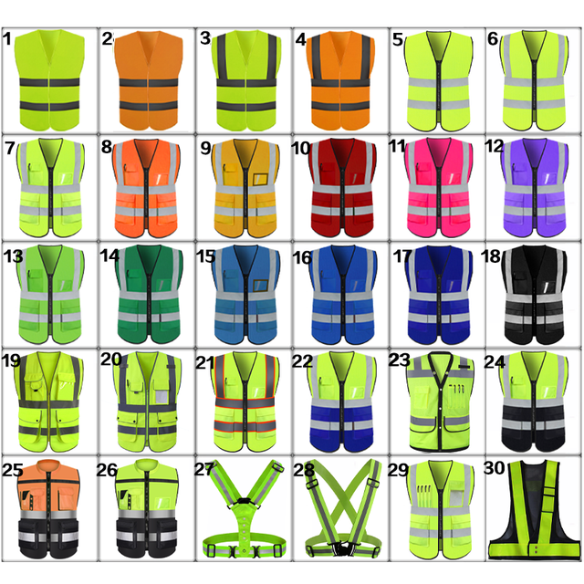 Safety Vest High Visibility with Custom logo Security Jacket Construction High Visibility Multi Pockets Colorful
