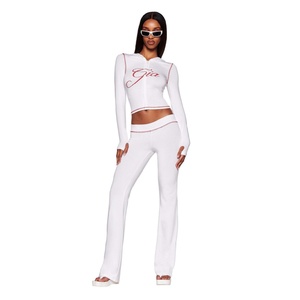 Set Felpa con Cappuccio Gia, <span class=keywords><strong>Stile</strong></span> Americano <span class=keywords><strong>Retrò</strong></span> Y2K per Donne, Reversibile con Stampa Lettering, Pantaloni a Vita Bassa, Completo Due Pezzi di Marca - Product Image 6