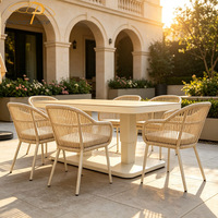 Mesa Rectangular Hidráulica Moderna con Estructura Metálica para Patio, Jardín o Terraza de Villa