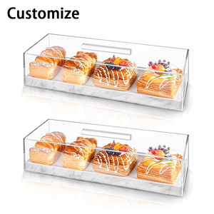 Khay bánh hình chữ nhật đa năng bằng <span class=keywords><strong>acrylic</strong></span> có nắp đậy, dùng để bày bánh ngọt, trưng bày món tráng miệng, làm giá đỡ tiệc, quà tặng nhà bếp gia đình - Product Image 1