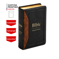 Service d'impression personnalisé, vente en gros, Bible en cuir PU reliée, cadeau religieux de luxe, bord doré