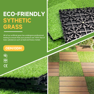 Dalles de gazon artificiel emboîtables 30x30cm, tapis de gazon synthétique réaliste résistant aux UV pour balcon et jardin extérieur - Product Image 2