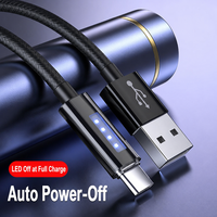 Câble USB-C vers USB-C à charge rapide avec LED, tressé en nylon, pour smartphone, tablette, ordinateur portable, 1M 2M, OEM ODM, vente en gros