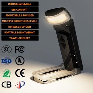 EGH <b>Indoor</b> Black Led Bookmark Reading Lamp Modern Desk Clip on Folding Usb Rechargeable Clip Book <b>Light</b> - Product Image 1