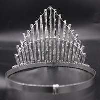 Couronne de cristal AB Aurora Amber avec pierres rectangulaires taillées en escalon, design colonne, pour mariée, Quinceañera, concours de beauté, fête, cadeau pour reine de beauté