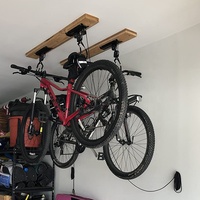 Ensemble de palan à vélo en bois robuste support de plafond de Garage pratique cintres de stockage de vélos échelle suspendue réglable ascenseurs poulies