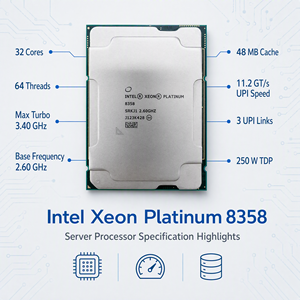 Nouveau processeur Xeon Platinum pour serveur et station de travail 12 cœurs 3,3 GHz 32 Co (modèles 8383C, 8378A, 8378C, 8375C, 8368, 8368Q, 8362, 8360Y, 8360H, 8358, 8357P) - Product Image 1