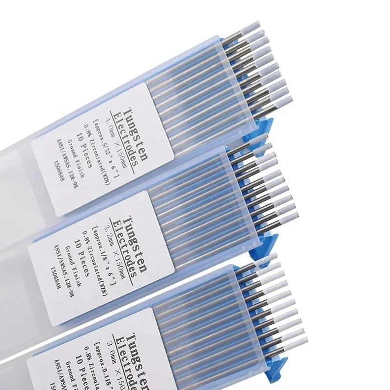 10 électrodes De Soudage Tungstène WZ8 - 2,4 X 150 Mm, Pointe Blanche - Pour Soudage TIG Aluminium Et Alliages - 8
