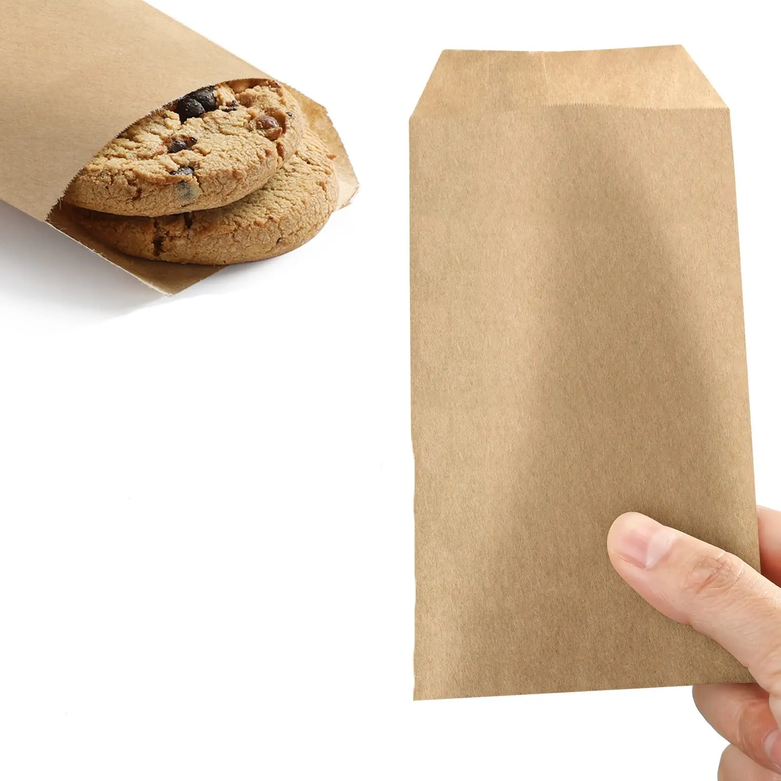 Sacs à sandwich anti-graisse plat avec logo personnalisé sac à pâtisserie jetable en papier kraft pour pains bonbon biodégradable cadeau