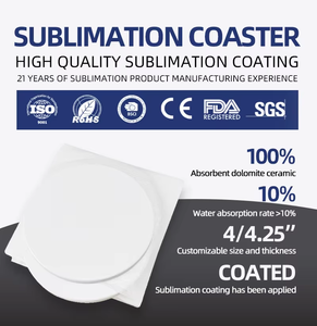 Sous-verres en céramique blanche personnalisables en gros, sous-verres ronds non émaillés à faire soi-même, sous-verres absorbants avec dos en liège, sous-verres vierges économiques - Product Image 6