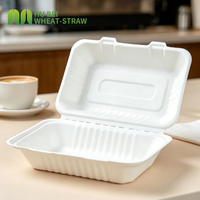 Boîte alimentaire rectangulaire jetable en bagasse 9x6 pouces, sans PFAS, pour plats à emporter, vente en gros