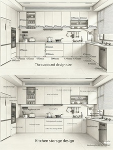Meubles de cuisine modernes en forme de L avec éclairage LED, construction en contreplaqué, bois de pin, écologiques et résistants à l'eau - Product Image 3