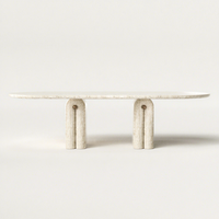 Meubles de salle à manger de luxe, table à manger en travertin de grande taille, table à manger rectangulaire en marbre pour hôtel, pour 10 personnes