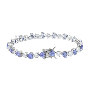 Bracelet tennis coloré en forme de cœur pour couple, en cuivre incrusté de zircon, bracelet tennis d'amour, collier Tanjing Fashion Lijing - Product Image 4