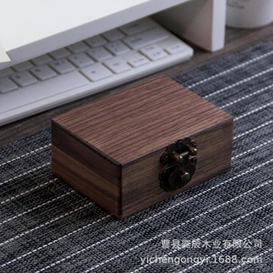 Retro Wooden <b>Box</b> 11x8x5cm <b>Lockable</b> Solid Wood Desktop <b>Storage</b> For Jewelry And Antiques - Product Image 2