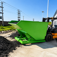 Bac à déchets auto-vidant en acier Q355 robuste pour chariot élévateur, idéal pour la manutention de matériaux industriels et les déchets de construction
