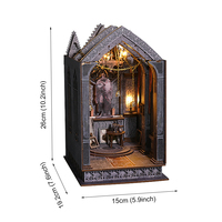 IIE CREATE Kit de puzzle 3D en bois DIY, thème Bibliothèque miniature de dessin animé, type 'Book Nook', Décoration de librairie et maison de poupée miniature, Jouet pour adultes