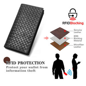 Portefeuilles longs rétro AndoBag pour hommes - Blocage RFID, grande capacité, emplacements multi-cartes, motif tissé - Product Image 4