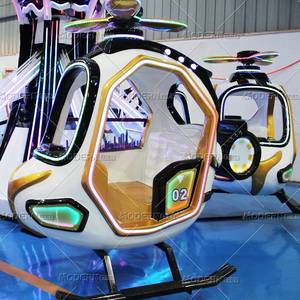 Manège de fête foraine : hélicoptère auto-volant et avion à commande manuelle pour enfants - Product Image 3