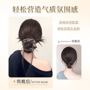 Peluca con estampado de leopardo y cola de caballo con clip para mujer, estilo natural y esponjoso - Product Image 3